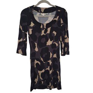 Boden Neutral Leopard Print 3/4 Sleeve Dress Size 2